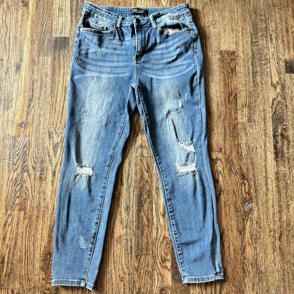 Judy Blue Distressed Blue Denim Jeans Size 31
